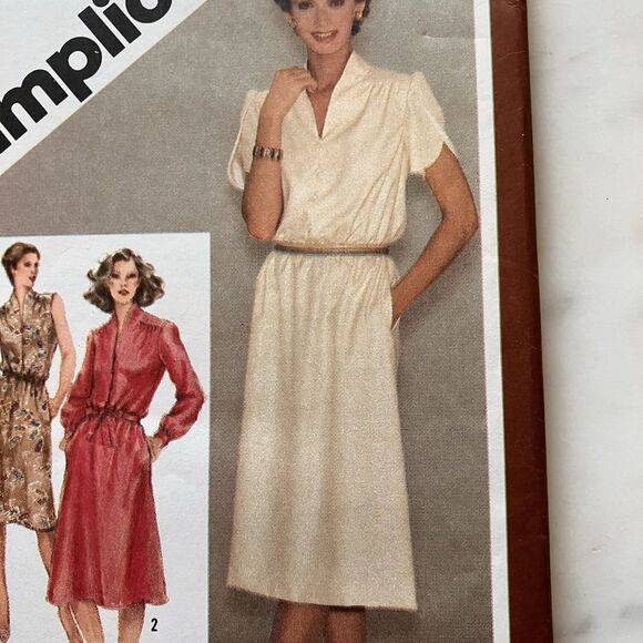 Vintage 1980 Simplicity Pattern 9865 Women’s Pullover Dress Size 14 Uncut - Picture 4 of 7
